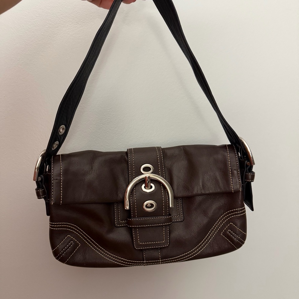 Y2K Coach Brown Soho Baguette Bag with Nickel Hardware (8A05)